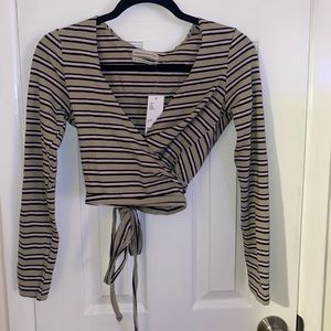 Wrap crop long sleeve shirt